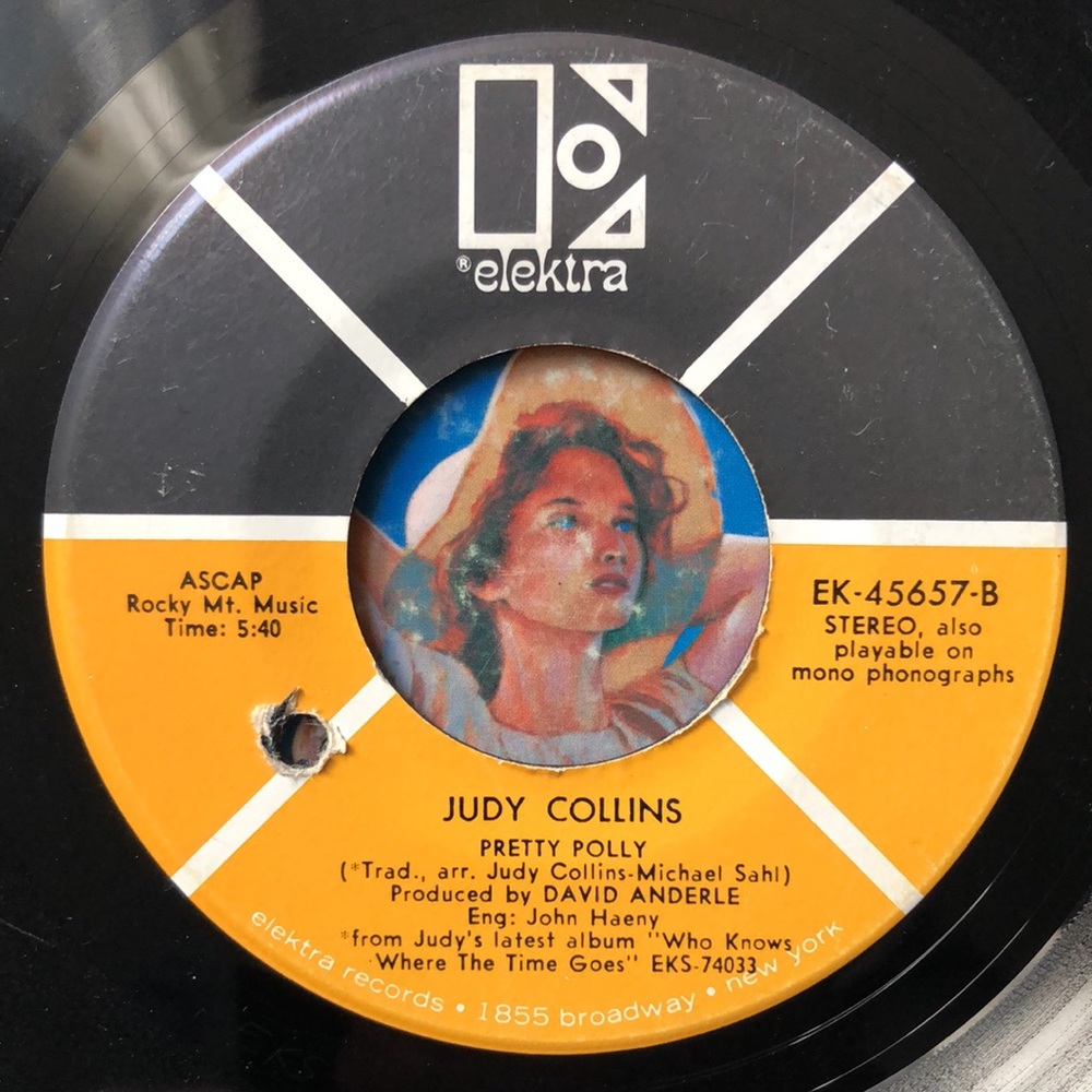 Judy Collins Pretty Polly/Chelsea Morning Vinyl 45 Record '69
